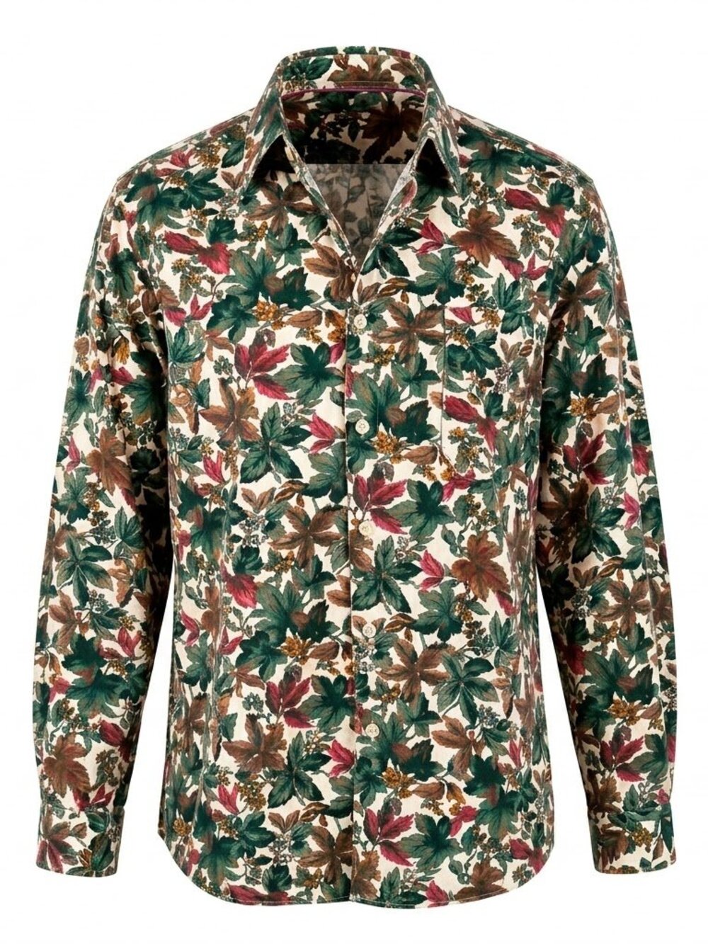 Northern Reflections 1990's Botanical Leaf Print Casual Shirt